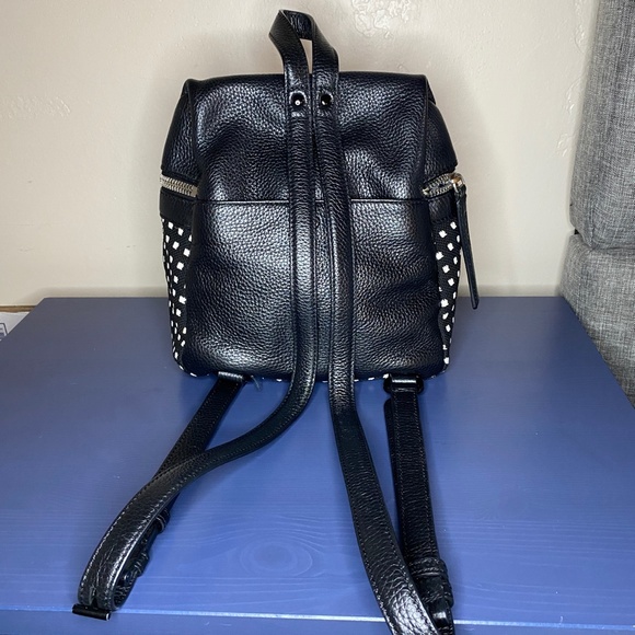 KARA Small Backpack in Black Grid Woven Pebble Leather - Picture 7 of 16